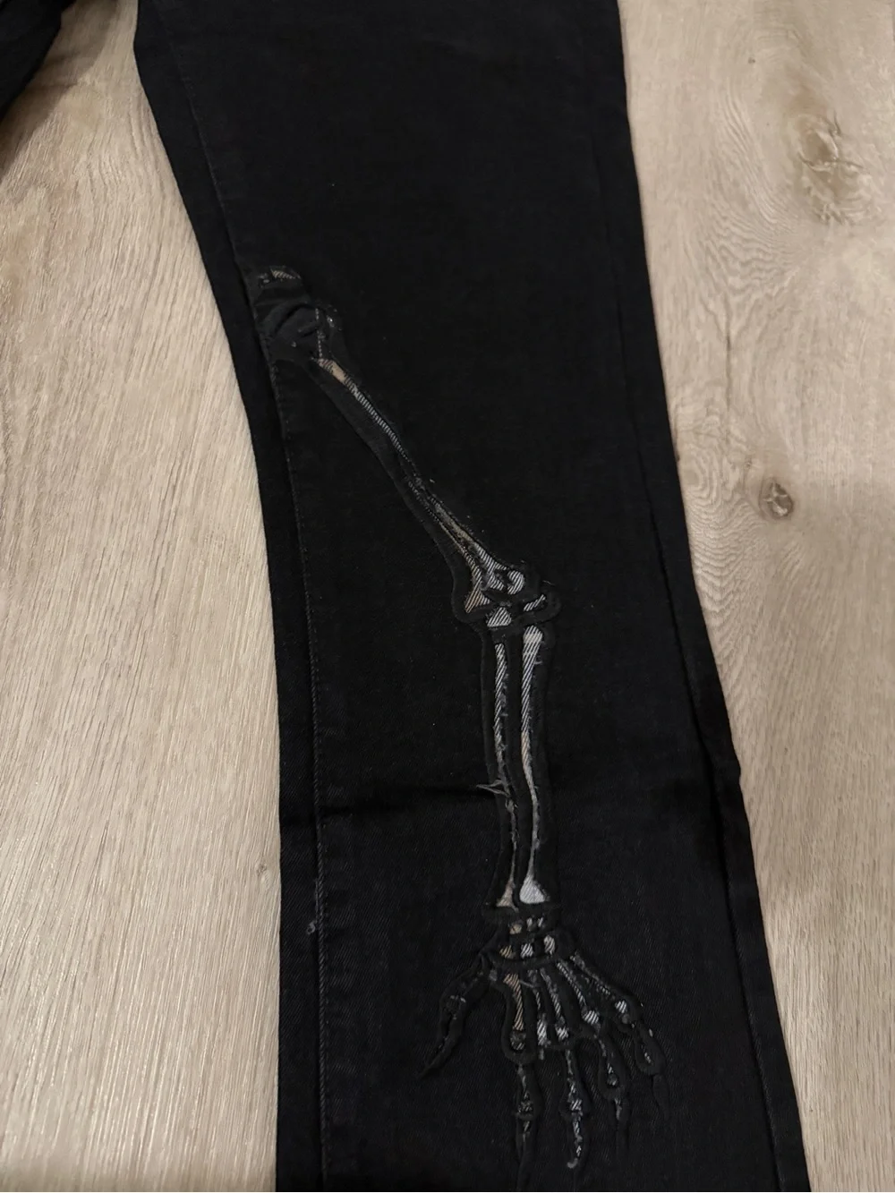 AMIRI Black Wide-Leg Jeans with Skeleton Graphic